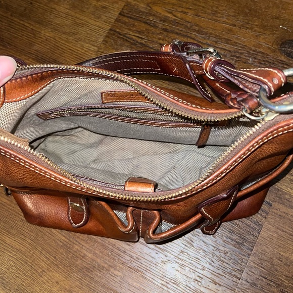 Dooney & Bourke Vintage Florentine Vacchetta Leather Shoulder Satchel Bag Brown - Picture 10 of 16